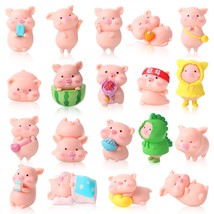 19 Pcs Piggy Miniature Figurines Toys Pink Pig Figure Animal Toys Set Cute Pig F - £25.19 GBP