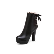 Fashion Ladies Ankle Boots Zip Lace Up Platforms Mature Nightclub Round Toe Bloc - £58.47 GBP