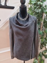 INC International Womens Grey 100% Wool Long Sleeve Side Zip Up Jacket Large - £25.88 GBP
