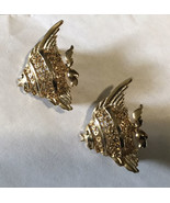 Vintage Gold  Toned Cutouts Angel Fish  Blowfish Brooch  Pin  Pair - £7.75 GBP