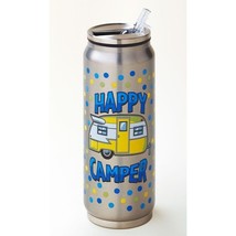Happy Camper Retro Travel Cup Stainless Steel Beverage Can Flip-Top Spou... - $424.67 MXN