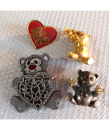 Vintage Lot Of 4 Teddy Bear Pins Brooch - $9.50 CAD
