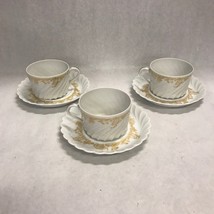 Havilland Limoges Ladore France 3 sets coffee tea cup saucer swirl gold ... - $61.37