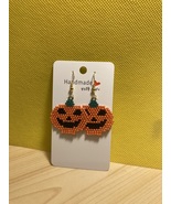 Hand Crafted, Hand Threaded Smiling Jack O Lantern Earrings- Free Shipping - $414.74 MXN