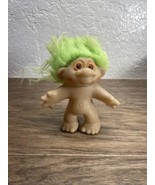 Vintage 1986 DAM Norfin Troll Doll Toy 5&quot; Naked Green Hair Good Luck KG - $11.88