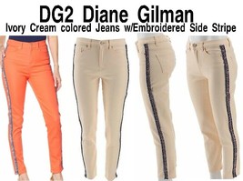 DG2 Diane Gilman Skinny Jeans w/Embroidered Boucle Side Stripe Size 2 - ... - $49.99