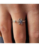 .925 Sterling Silver Snowflake Ring - £15.68 GBP