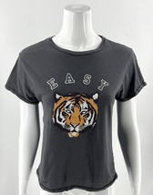 Wildfox Easy Tiger Graphic Tee Top Size Small Gray Short Sleeve Shirt Womens - $24.75