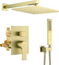 Luxuly Bathroom Shower Faucet Combo Set In Brushed Gold (Includes Rough-In, 3. - £204.43 GBP