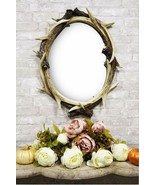 27&quot;H Western Rustic Hunters Stag Deer Antlers Rack Oval Wall Mirror Deco... - £117.98 GBP