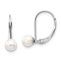 14k Gold 5-6mm Round Freshwater Cultured Pearl Leverback Earrings XLBW55PL - £118.22 GBP