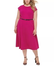 New Tommy Hilfiger Purple Belted Fit And Flare Career Midi Dress Size 16 W Women - £72.29 GBP