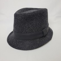 Wilson s Leather Men s Fabric Crown Fedora Hat With Woven Brim Size M/L Gray - £11.86 GBP