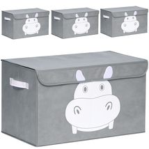 QUOKKA Hippo Toy Storage Box for Boys &amp; Girls - 4 Set 16x12x10 Toy Chest Organiz - £38.93 GBP