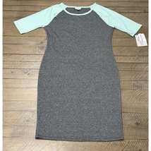 LuLaroe Julia Grey &amp; Mint Green Short Ranglan Sleeve Dress - Women&#39;s Size M - £18.05 GBP