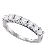 10k White Gold Round Diamond Band Wedding Anniversary Ring 1.00 Ctw - $24,546.10 MXN