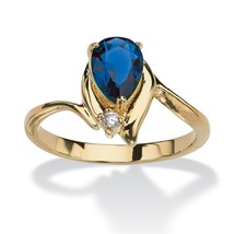 Womens 18K Gold Plated Pear Shaped Sapphire Ring Size 5,6,7,8,9,10 - £64.33 GBP