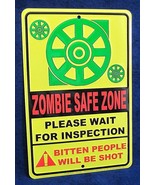 ZOMBIE SAFE ZONE - *US MADE* Embossed Sign - Man Cave Garage Bar Pub Wal... - £12.44 GBP