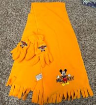 Vintage 90&#39;s Y2K DISNEY Mickey Mouse yellow fleece &amp; Glove set Adult size - £25.12 GBP