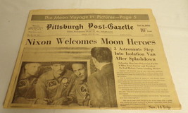 ORIGINAL Pittsburgh Post Gazette July 25 1969 Apollo 11 Astronauts / R N... - $29.69