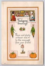 Thanksgiving Greetings Pilgrim Family Dinner Poem Postcard C40 - £4.68 GBP