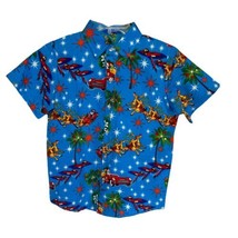 SSLR Boys Collection Shirt Size medium Santa Button Down Blue Red Santa ... - £18.18 GBP