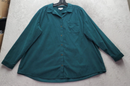 J. Jill Blouse Top Womens Large Green Corduroy Long Sleeve Collared Button Down - £18.05 GBP