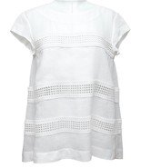 ERMANNO SCERVINO White Blouse Top Shirt Lace Stripes Cap Sleeve Sz 42 - £130.77 GBP
