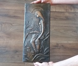 Vintage Embossed Copper Wall Decoration of an Armenian woman with a Wate... - $132.00