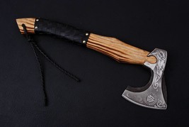 Viking Hand Forged axe, Christmas Gift, Viking Hatchet Gift for Husband, Camping - £177.05 GBP
