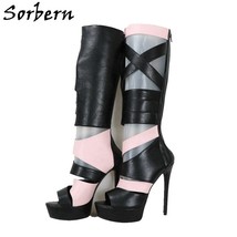 N summer boots strap wrapped high heel platform shoes open toe sandal boot ladies shoes thumb200