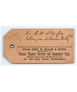 c1870 Geo. D. Ellis &amp; Sons Tag Label - Dr. B.W. Staufer - $78.78 CAD