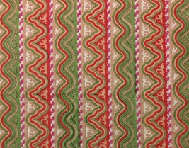 ADITYA BIRLA LINEN CLUB RED GEOMETRIC STRIPE W/ BACKING FABRIC 1.7 YARD ... - $58.04