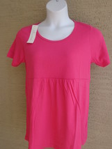  Being Casual  L Cotton Blend Jersey Knit S/S Baby Doll Top  Hot Pink - £9.07 GBP