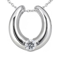 Gorgeous &quot;Horse Shoe&quot; Necklace Pendant 1.20 Ct Simulated Diamond Sterling Silver - £58.47 GBP