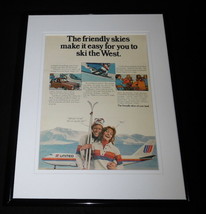 1975 United Airlines / Skiing 11x14 Framed ORIGINAL Vintage Advertisement - £31.13 GBP