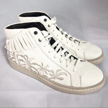 UGG Mens Cali Palms Fringe Sneakers White Size 11.5 Leather High Tops Lace Up  - £55.69 GBP