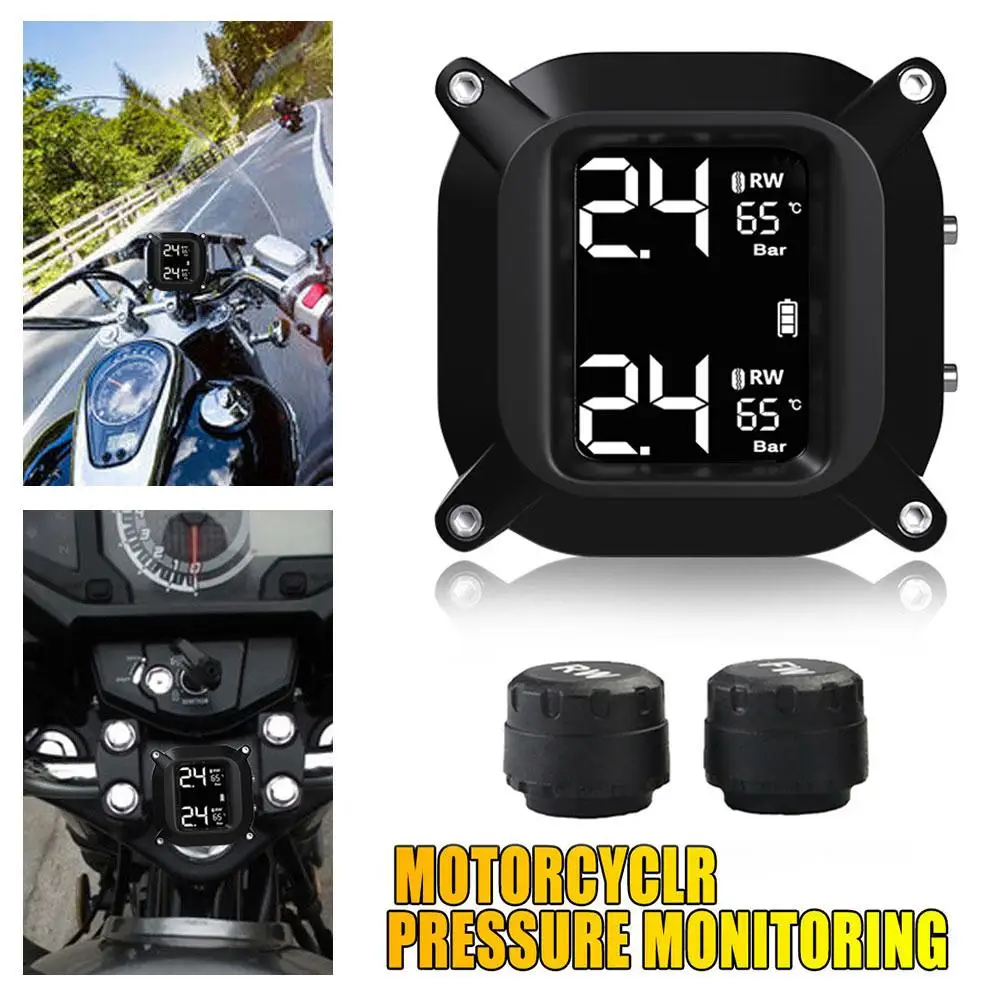 Motorcycle Tire Pressure Monitor Wireless LCD Display Real Time High-precision - £33.65 GBP