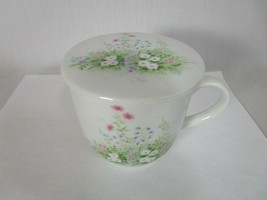 White Floral Cover Mug Porcelain Vintage Covered for Tea Coffee - $14.84