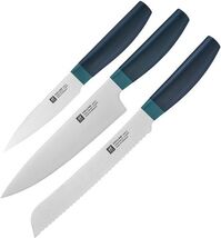 Henckels Zwilling Now S 3pc Knife Set Blue Bread Chef Paring Friodur Steel - $75.99