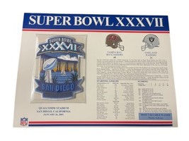 SUPER BOWL XXXVII Buccaneers vs Raiders 2003 OFFICIAL SB NFL PATCH Card - $18.69