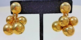 Unbranded Vintage Mid Century Mod Yellow Gold Tone Ball Cluster Clip On Earrings - £55.07 GBP