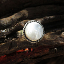 Natural Moonstone Ring, 925 Sterling Silver, Statement Ring, June Birthstones - £47.95 GBP