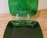 Set of  5 Vintage Anchor Hocking Forest Green Square Glass Plate 8¼&quot; - $29.99