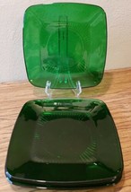 Set of  5 Vintage Anchor Hocking Forest Green Square Glass Plate 8¼&quot; - $29.99