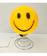 Melted Plastic Popcorn Yellow Smiley Face Tabletop Lamp Desk Night Light 9&quot; - £18.75 GBP