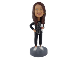 Custom Bobblehead Woman Holding A Wine Glass - Leisure &amp; Casual Casual Females P - £70.52 GBP