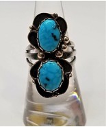 Southwest Style Sterling Silver Turquoise Ring Signed KA 7.83g Size 6.5 ... - €59,76 EUR