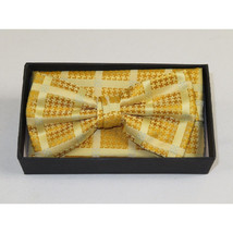 Men Bow Tie Hankie Set Formal Event For Tuxedo or Business Suit #BT37 Gold Fancy image 5