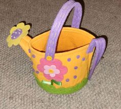 Cute Fabric Watering Can Orange With  Flowers Decor Sprinkling Can - $6.99